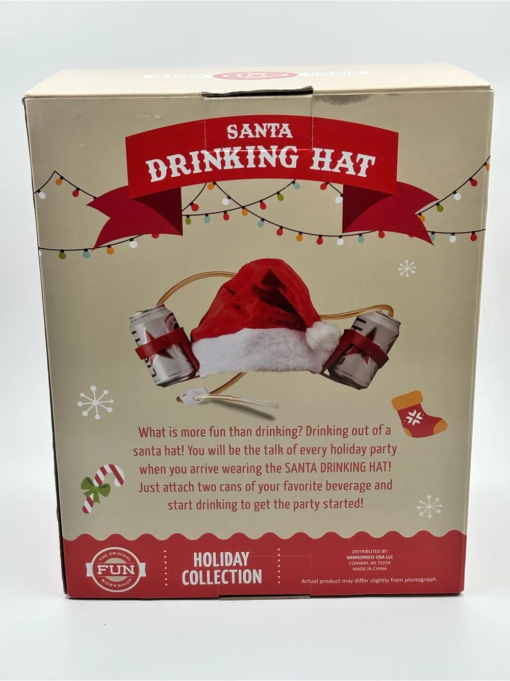 Christmas Santa Drinking Hat Retro Gifts Red Holiday Party Hat  NEW